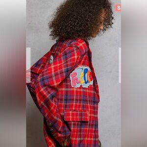 POL Plaid Red Jacket for Women